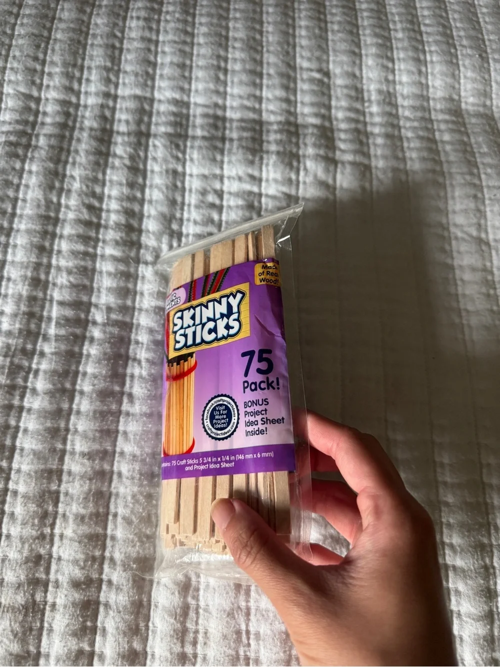 Basic Elements Skinny Sticks Natural Wood Craft Sticks 75 Pack 5.75
